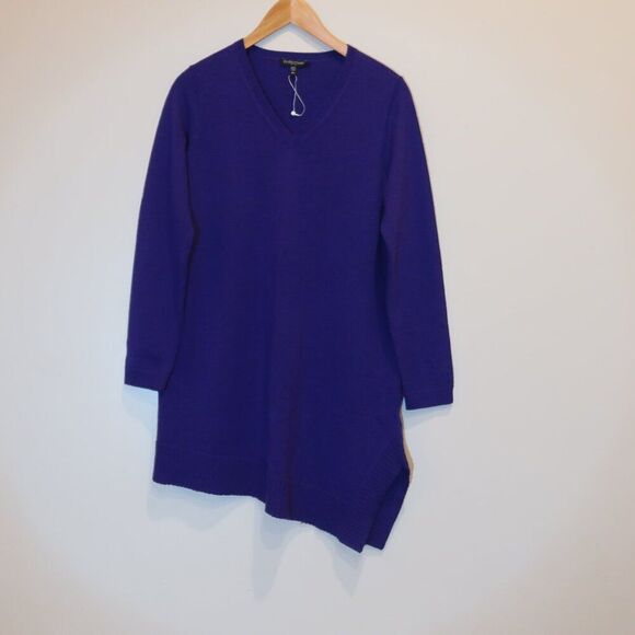 Eileen Fisher 100% Merino Wool Tunic sweater pullover blue cozy casual layer PM - Picture 2 of 13